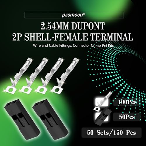 50 Sets / 150 Pieces for Dupont 2.54mm 2Pin Black Female Connector - size: 2-Pin Female, style: Black-Single Row