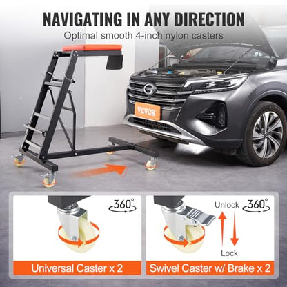VEVOR Top Automotive Creeper, with Adjustable Height 49.6" to 75.6", 400 LBS Capacity High Creeper, 4 Swivel Caster Wheels, Heavy Duty Creeper for Auto Repair and Maintenance - size: 48-76 inch, style: I