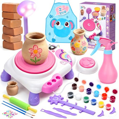 Pottery Wheel for Kids, Air Dry Clay Craft Kit with USB Power, Ages 6+ - color: Purple U