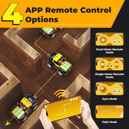 Apitor Robot R Smart Robot Building Kit with Storage Box, 4-in-1 Programmable App Remote Control Off Roader Car Toy, Authentic and Functional Design, Coding Gifts for 6 7 8 9 10 11 12 Years Old Kids - style: Robot R(Storage)