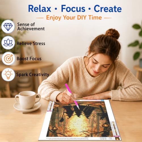 Halloween Diamond Art Kits for Adults, Witch Diamond Painting, 12x16 Inch - color: 01-Halloween, size: 12X16 inch