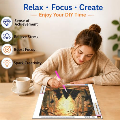 Halloween Diamond Art Kits for Adults, Witch Diamond Painting, 12x16 Inch - color: 01-Halloween, size: 12X16 inch