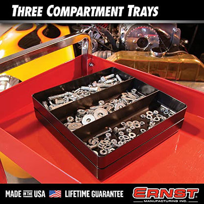 Ernst Manufacturing All Purpose Toolbox and Desk Tray: Stackable Organization Tray with 3 Compartments - Made in the USA - color: Red, size: 3-Compartments