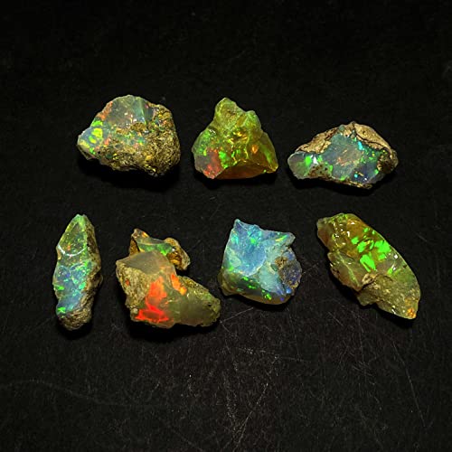 AAA Quality Natural Ethiopian Opal Jumbo Fire Rough 25 Carats 5-8 Pcs, Natural Opal Gemstones Raw For cutting cabbing polishing DIY art and craft, 10-15 MM, White