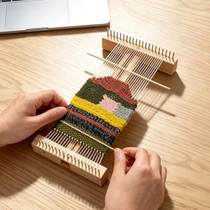 WEBEEDY 3 Styles Adjustable Tapestry Weaving Loom with Expandable 1.4cm/3.5in to 4.6cm/11.8in Wooden Frame, Weaving Comb and Needle for Tapestry Art Yarn Weaving Projects Home Decoration