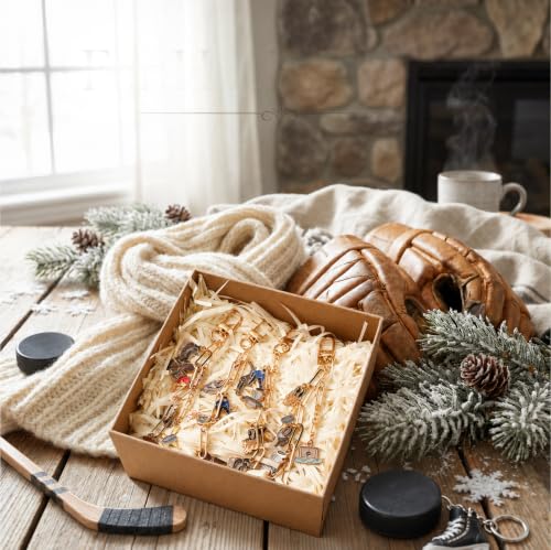 CraftyDream 558 Pcs Hockey Charm Keychain Making Kit Hockey Gifts DIY Craft - style: Hockey