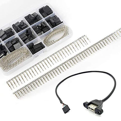 IWISS Dupont Connector Kit 2.54mm Pitch Single Row Male Headers, Dupont Crimp Pins for 3D Printer and FPV Jumper Wire, Ribbon Cable