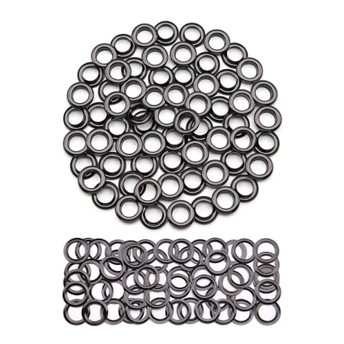 SEMINI 100 Sets 10mm Gunmetal Grommet Eyelet Kit for Fabric Leather Crafts - color: Gunmetal,10mm,100Set