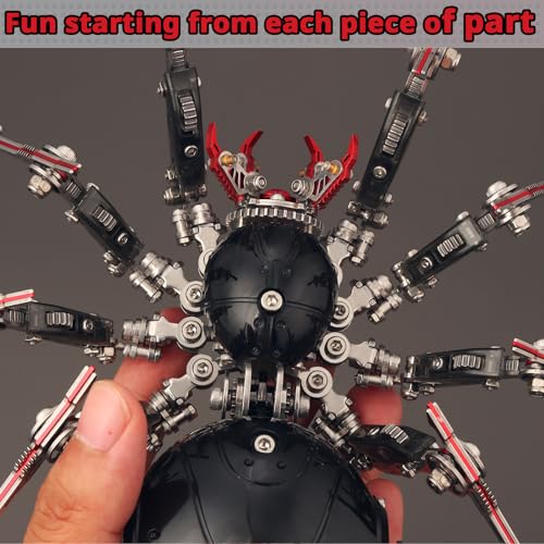 3D Metal Puzzles for Adults,3D Spider Metal Model Kits Metal Building Kit - color: Black and Red