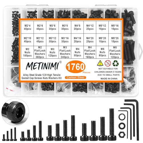 1760PCS Nuts and Bolts Assortment Kit, M2 M3 M4 M5 Metric Screws - size: 1760PCS M2 M3 M4 M5