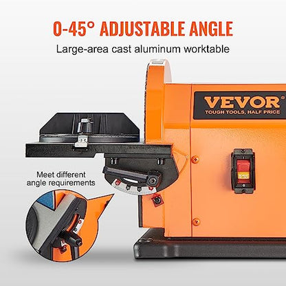 VEVOR Professional 4 x 36 in. Belt Sander with 8" Disc Sander, 5A Induction Motor Cast Aluminum Worktable for Woodworking, Metalworking - size: 8" Disc & 4" x 36" Belt Sander Combo