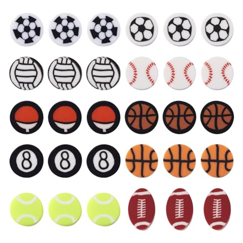 200Pcs Sports Polymer Clay Beads - Basketball, Football, Volleyball, Rugby, Baseball, Ping Pong, Billiards, Spacer Beads for DIY Bracelet, Earring, Key Chain Jewelry Making - color: Sports Theme