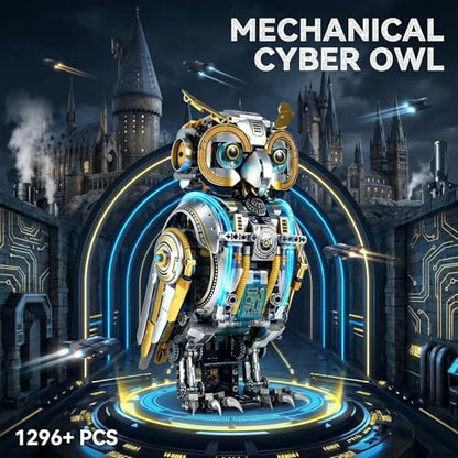Mechanical Owl Building Set, Mechanical owl Model Collection Toy, Compatible with LEGO for Adults, Rotatable Building Blocks with Light, STEM Construction Toy Gift for Age 12+, 1296 Pieces