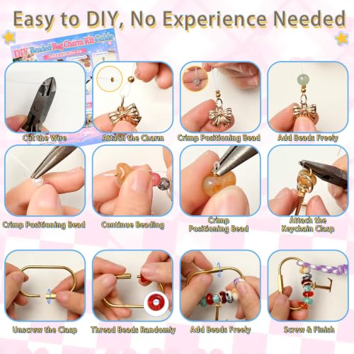 Kasmena 900+ Pcs DIY Bag Charm & Keychain Making Kit with Beads and Charms - size: 900+ PCS