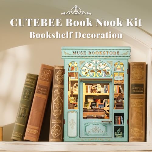 CUTEBEE Book Nook Kit for Adults, DIY Miniature House Kit, Mini House - color: Muse Bookstore