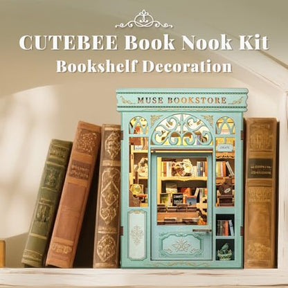 CUTEBEE Book Nook Kit for Adults, DIY Miniature House Kit, Mini House - color: Muse Bookstore