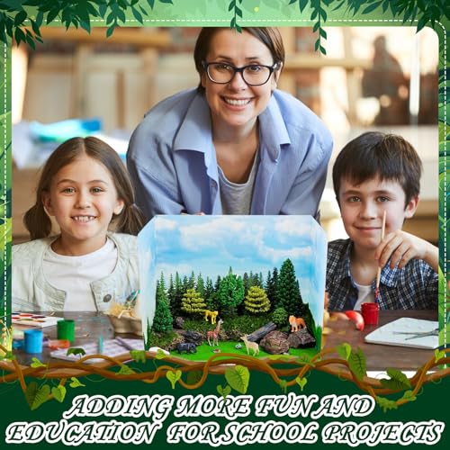 AmazingSpark 2 Set Forest Jungle Diorama Box with Artificial Grass - style: Forest