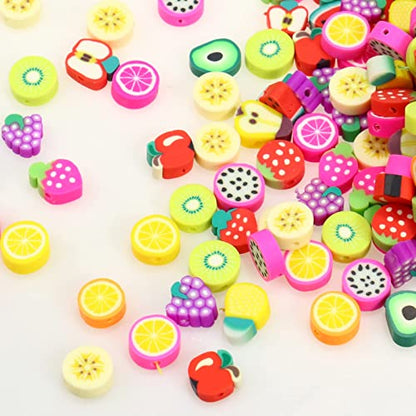 200PCS 10mm Colorful Fruit Polymer Clay Beads Bulk for Jewelry Making Craft - color: Clay Fruits