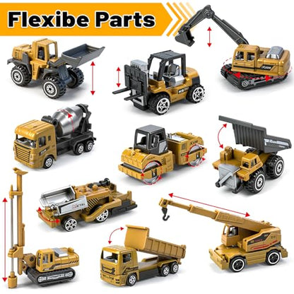 12 Pack Diecast Construction Toys, Mini Alloy Model Toy Cars for Kids 3 4-8 - color: Yellow