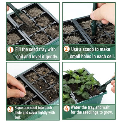 Mr. Pen- Seed Starter Tray Kits, 6.6"x4.6", 10 Set, Total 120 Cells - size: 12-Cells 10-Pack