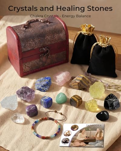 Chakra Bracelets Healing Crystals Set, Crystals and Healing Stones Reiki Energy Protection, Wooden Box, Mothers Day Birthday Gifts for Mom, Meditation Relax, Relief Anxiety Stress Gifts for Women - color: Colorful (Set 11)