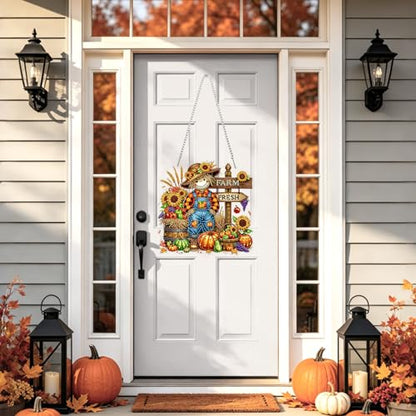 NAIMOER Halloween Diamond Art Hanging Kits for Adults, Scarecrow 5D Special Shaped Rhinestone, DIY Acrylic Diamond Art Painting Window Pendants Home Garden Wall Hanging Ornament Kits, Double Sided - color: Fall Scarecrow