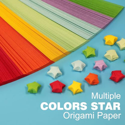 FoDau770 Solid Color Star Paper Strips - 1080 Sheet, 7 Colors - color: Solid Tropical Multicolor