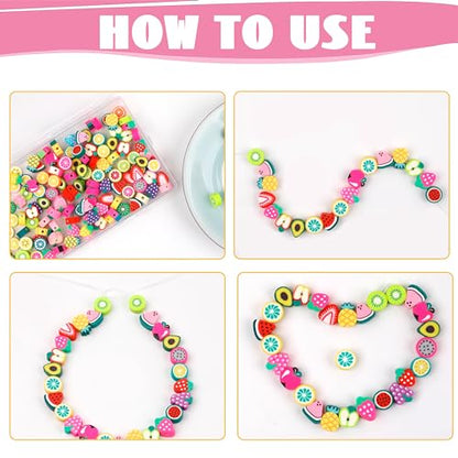 180 Pcs Colorful Fruit Polymer Clay Beads for DIY Bracelet, Necklace, Earring Making - color: 180 Pcs Colorful Fruit