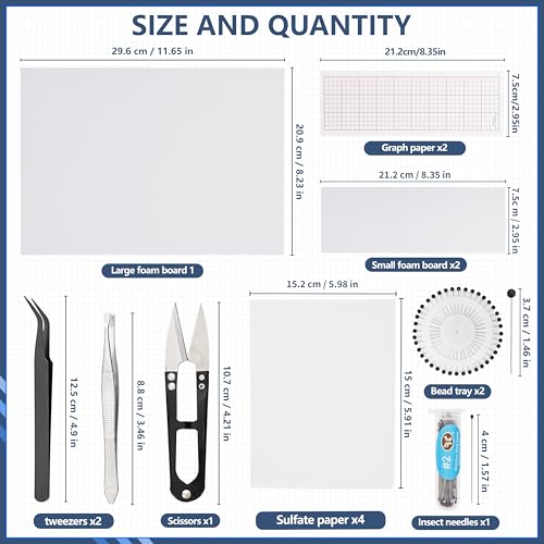 Insect Specimen Tools Kit - EVA Foam Pinning Board, Coordinate Paper, Wings Pressing Paper, Insect Pins, Complete Entomology Kit For Beginners - size: Insect Specimen Tools Kit