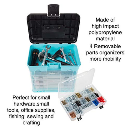 Stalwart Small Parts Organizer Box, Light Blue, 10-Inch - color: Blue