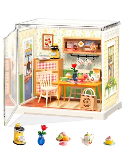 ROBOTIME Super Creator Kits, Miniature House Kit, DIY Plastic House Building Toy Set, Tiny Dining Making Kit Model Craft Hobby Unique Gift (Floral Dining Room) - color: Floral Dining Room