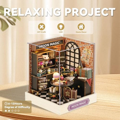 Flever Dollhouse Miniature DIY House Kit Creative Room with Furniture for Romantic Artwork Gift (Moon Magic) - color: Moon Magic
