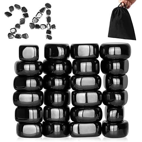 24Pcs Black Fridge Hematite Magnetic Stones Kit, DIY Irregular Polished Refrigerator Magnets for Home Office Kitchen, Educational Science Kit for Wall Stickers, Building Gadgets for Gift - color: Black