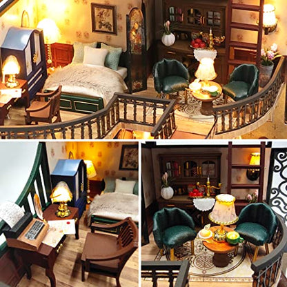 Spilay DIY Miniature House Kit for Adults, Miniature Dollhouse Kit - color: Dream Building Pavilion