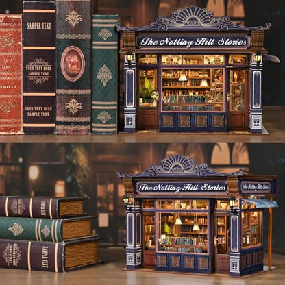 TOYQI Book Nook Kit, DIY Miniature Dollhouse Kit for Adults and Teens - color: Notting Hill Stories
