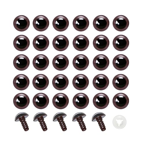 BESTCYC 100pcs 10mm Brown Plastic Safety Eyes Craft Eyes with Washers for Amigurumi Dolls Plush Animals DIY Craft Lovers Doll Makers Crochet Craft Supplies - color: Brown, size: 10mm