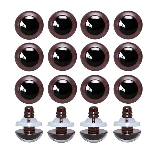 BESTCYC 100pcs 18mm Brown Plastic Safety Eyes Craft Eyes with Washers for Amigurumi Dolls Plush Animals DIY Craft Lovers Doll Makers Crochet Craft Supplies - color: Brown, size: 18mm