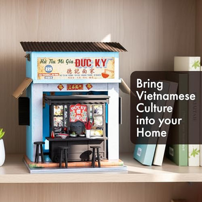 Vietnam DIY Miniature Kit - Asian Noodle House - Tiny Diorama Building Kits, Craft Hobby Gifts for Teens and Adults