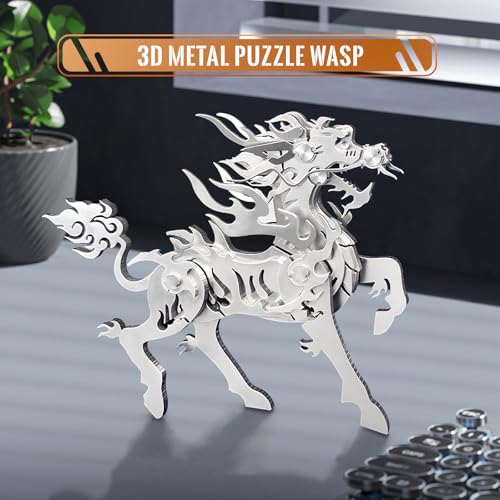 FILASLFT 3D Metal Puzzles for Adults,Mechanical Model Kit Flaming Kirin - color: A7-flaming Kirin-silvery