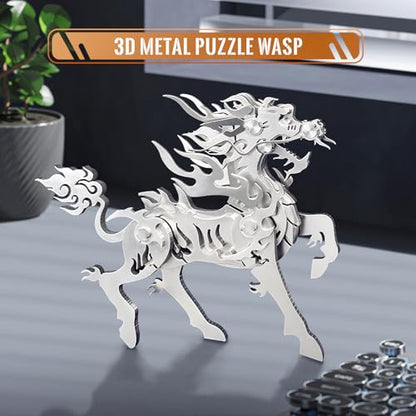 FILASLFT 3D Metal Puzzles for Adults,Mechanical Model Kit Flaming Kirin - color: A7-flaming Kirin-silvery
