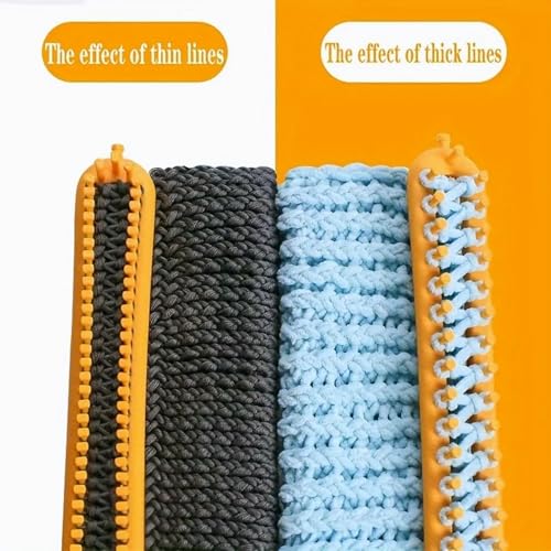 Dense Teeth Rectangle Knitting Looms，Plastic Weaving Looms Set，Weaving Loom，Scarf Hats Making Tools，DIY Crocheting Handmade Craft Kit with a Crochet Hook and Needle for Knitting Lovers，36 cm (Yellow) - size: Rectangle,36cm,Close Pegs