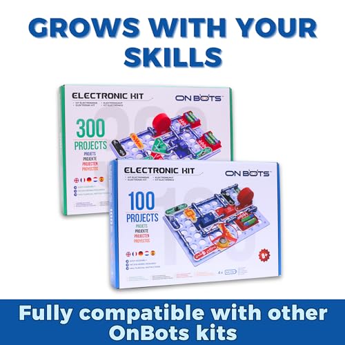OnBots 300 STEM Electronics Kit | for Kids Age 8 + | Build 300 Science Projects to Learn Circuits & Engineering | 60 Parts & Full Colour Manual | Perfect Christmas and Birthday Gift for Boys & Girls