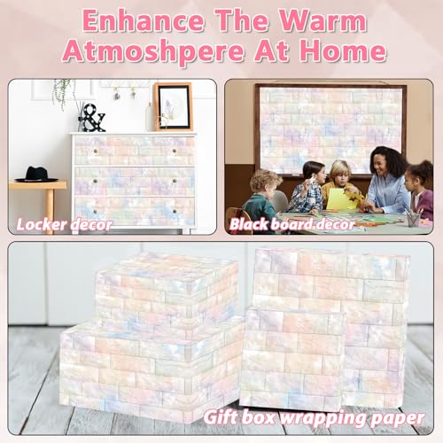 Graffiti Wall Bulletin Board Paper Roll Pastel Brick Gradient Stone Bulletin Board Background Back to School Classroom Decor Poster for Art Craft DIY Projects Home Office Party Supplies 17.7in x 20ft - style: Pastel Brick