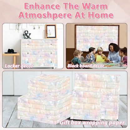 Graffiti Wall Bulletin Board Paper Roll Pastel Brick Gradient Stone Bulletin Board Background Back to School Classroom Decor Poster for Art Craft DIY Projects Home Office Party Supplies 17.7in x 20ft - style: Pastel Brick