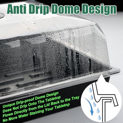 RooTrimmer 5-Pack No-Drip Seed Starting Trays with 4" Humidity Dome - size: 5p Trays+Domes+48 Cells
