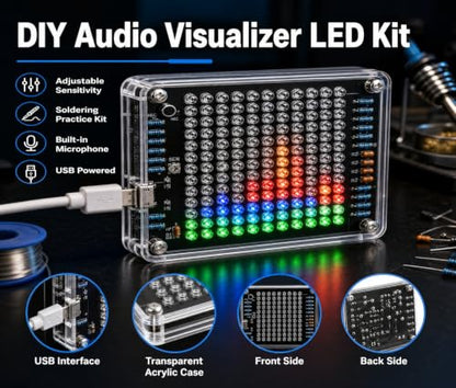 DIY Music Spectrum Led Light Soldering Practice kit, Complete Soldering Project kit with Components, PCB & Enclosure, Audio Level Indicator, Perfect for Electronics Enthusiasts & Beginners