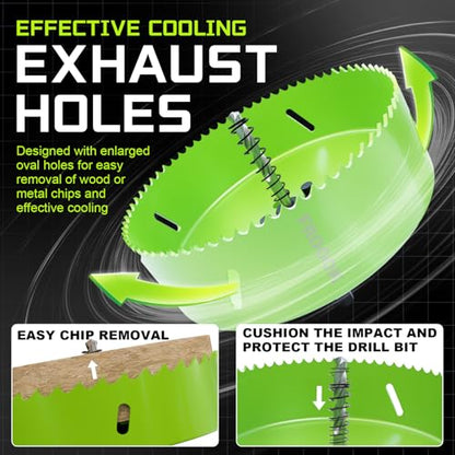 7"(178mm) Bi-Metal Hole Saw with Arbor - Multi-Material Cutting Kit for Thin Iron, Wood & Drywall - High-Speed Steel Teeth with Smooth Cutting Edge, Fast Chip Removal & Bonus Dust-Proof Bag - size: 7" (178mm)