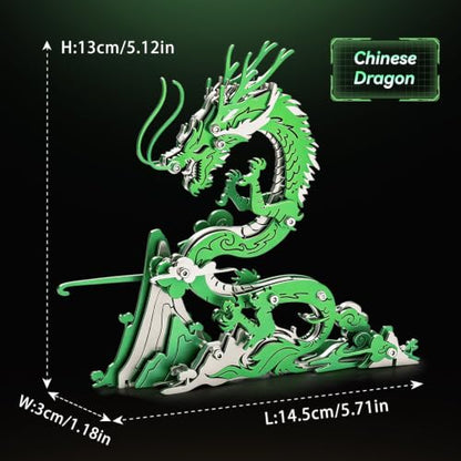 3D Metal Puzzle Mechanical Model Kit Green Dragon Stainless Steel - color: A7-green Dragon