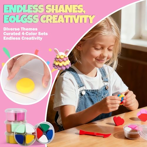 Air Dry Clay Kit for Kids – 12 Pcs, 4 Colors, Non-Toxic Craft Gift