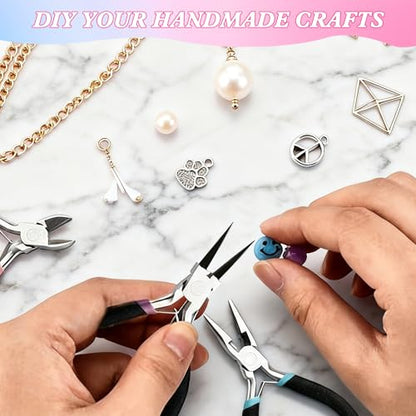 URSKYTOUS 3Pcs Jewelry Pliers Set Jewelry Making Pliers Tools Kit Include Jewelry Making Needle Nose Chain Nose Round Bent Pliers Wire Cutter for Bracelet Beading Craft Jewelry Making Supplies (Black) - color: 3pcs Black